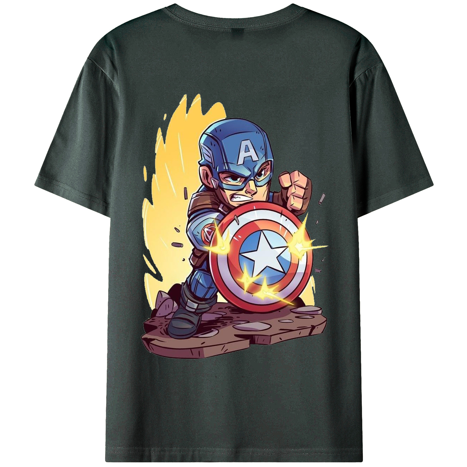 （画像用） アベンジャーズ The Avengers 綿100％ メンズ半袖Tシャツ（バックプリント） 通気性